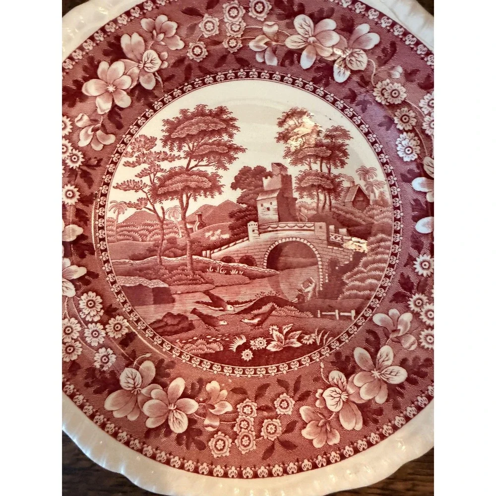 Vintage Copeland Spode Spode's Tower Plate Red Transferware Scenic England